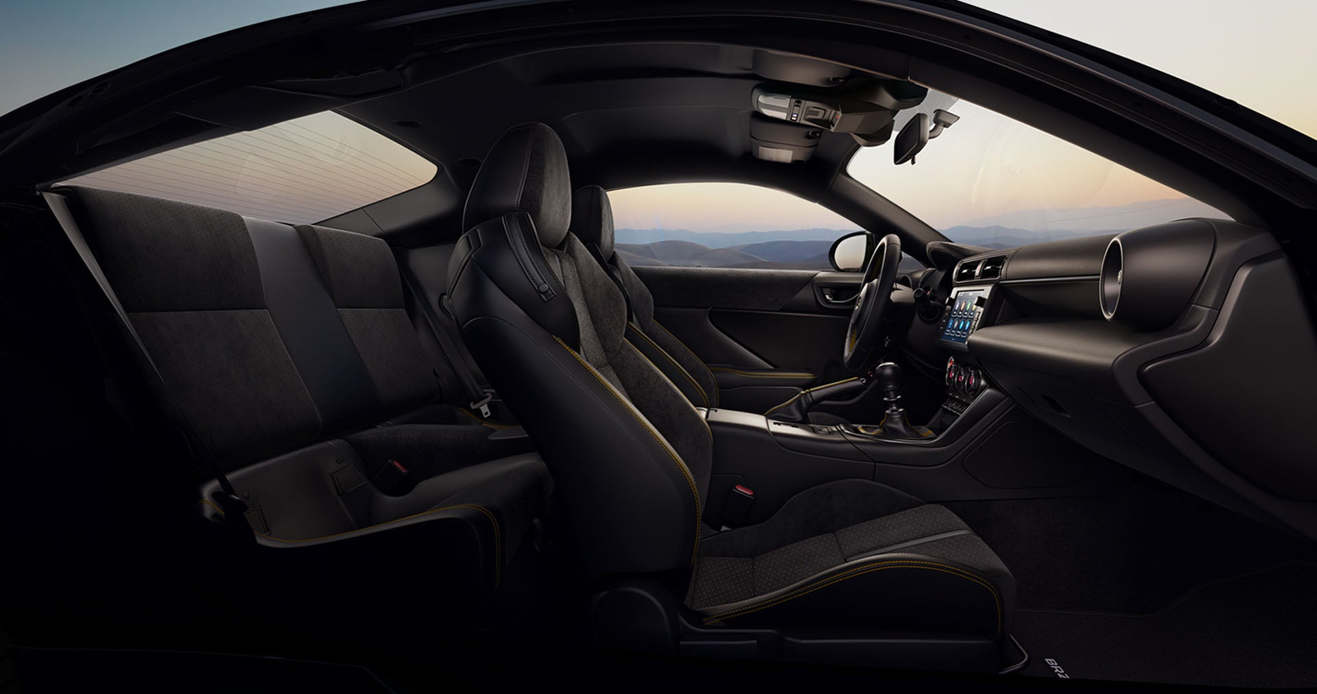 2026 Subaru BRZ Series. Yellow Shown in Black/Yellow Ultrasuede & Leather